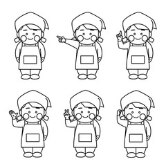 ポーズセット女性エプロン