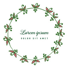 Vector illustration lettering lorem ipsum with flower and leaf frame hand drawn