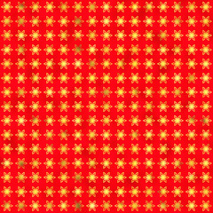 Snowflake Repeat Pattern Gold on Red Digital Foil. Elegant Design for Background, Wrapping Paper, Fabric, Print and Web