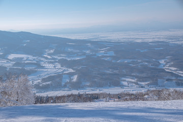 Winter landscape and townscape of Asahikawa Kamikicho, Hokkaido