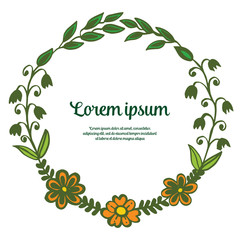 Vector illustration green leaves flower frame with lorem ipsum hand drawn