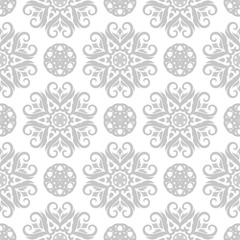 Floral seamless pattern. Gray flowers on white background for wallpapers and textile