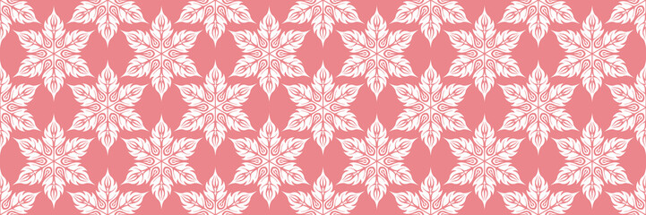 Floral print. White pattern on pink seamless background