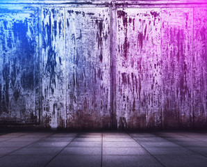 metallic interior with neon lights