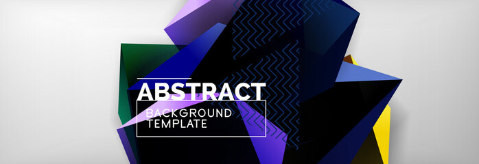 Dark color geometric abstract background, 3d shapes