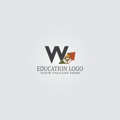 Education Logo template with W letter, vector logo for international school identity, elements, icons or symbol, illustration -vector