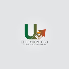 Education Logo template with U letter, vector logo for international school identity, elements, icons or symbol, illustration -vector