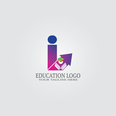 Education Logo template with I letter, vector logo for international school identity, elements, icons or symbol, illustration -vector