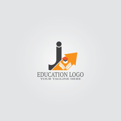 Education Logo template with J letter, vector logo for international school identity, elements, icons or symbol, illustration -vector