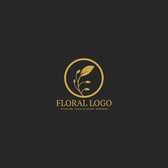 floral logo template, vector logo for business corporate, flower icon, nature, luxury, element, illustration.
