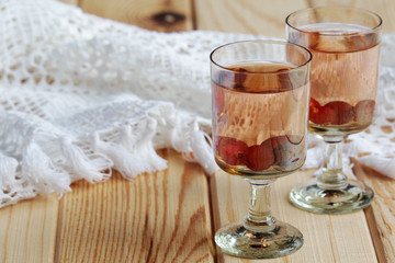 Russian homemade liquor with vodka and cranberry