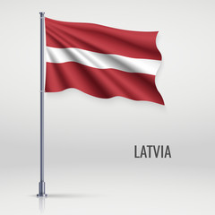 Waving flag on flagpole.
