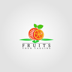 fruits logo template, vector logo for business corporate, oranges, organic, simple icon juice, element, illustration.