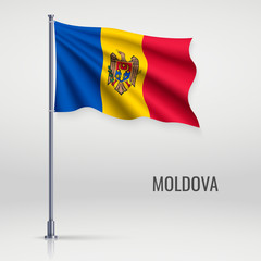 Fototapeta premium Waving flag on flagpole.
