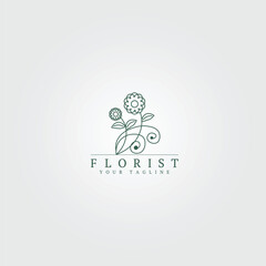 florist logo template, vector logo for business corporate, flowers, simple floral, element, illustration.