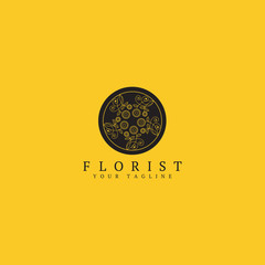 florist logo template, vector logo for business corporate, flowers, simple floral, element, illustration.