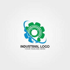 Obraz premium industrial logo template, vector logo for business corporate, industry sign or symbol, element, illustration.