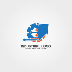 Fototapeta na wymiar industrial logo template, vector logo for business corporate, industry sign or symbol, element, illustration.