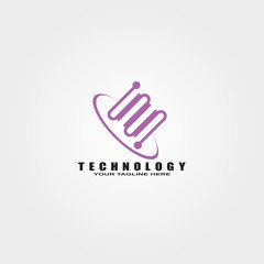Technology logo template, vector logo for business corporate, connection, tech sign or symbol, element, illustration