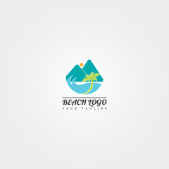 Beach logo template, creative vector design, illustration.