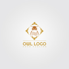 Owl flat icon or logo template