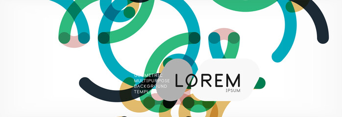 Curly wave lines abstract background design, transparent color lines on gray