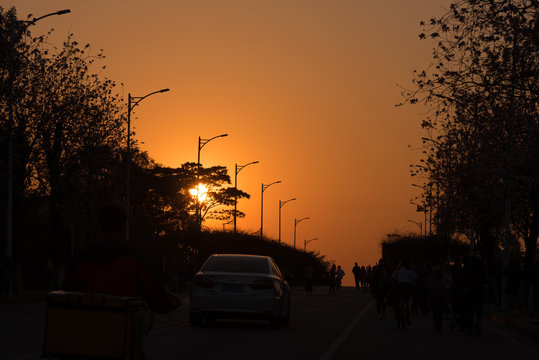 Sunset in the city