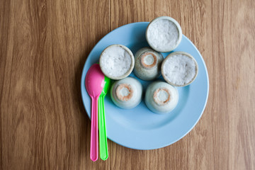 Thai Coconut Milk Custard - Khanom Thuai, Thai dessert by egg cocunut yummy Thailand food