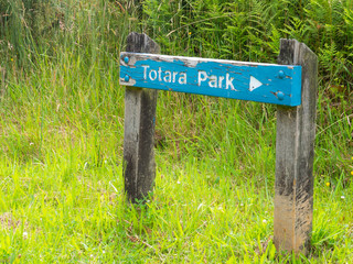 Totara Park Sign On A Hiking Track