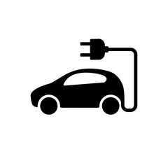 Electric car vector icon, vehicle sign, illustration isolated on white, flat design for web, website.