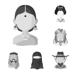 Isolated object of person and culture logo. Collection of person and race  stock vector illustration.