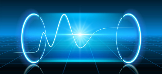 Fantastic background with neon graph and glowing star and space portal into another dimension © Marisha