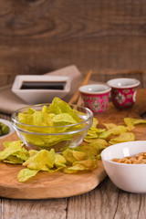 Wasabi flavour potato crisps. 