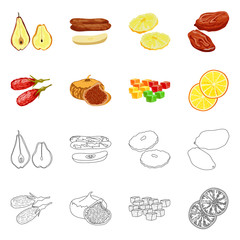 Vector design of food  and raw  symbol. Collection of food  and nature   stock vector illustration.