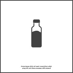 Vector icon milk bottle on white isolated background.