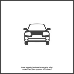 Vector car icon on white isolated background.