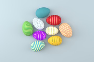 Set of realistic eggs on white background. Easter collection.