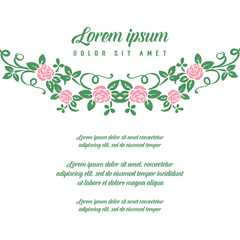 Vector illustration decoration beautiful frame flower with lorem ipsum hand drawn