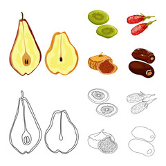 Vector illustration of food  and raw  logo. Set of food  and nature   vector icon for stock.