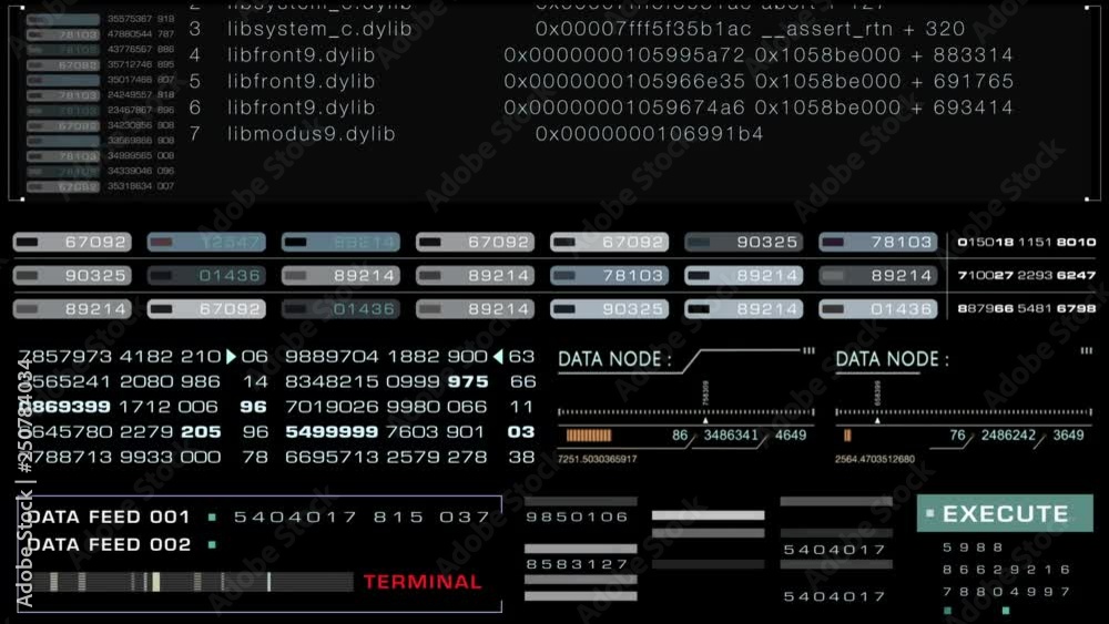 Leinwandbilder Futuristic motion graphic elements user interface head up display screen with digital data telemetry information display for digital background computer desktop display screen