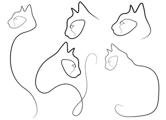 One line cat design silhouette. Vector illustration