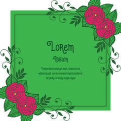 Vector illustration greeting card lorem ipsum with flower frame blossom hand drawn