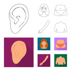 Isolated object of body and part sign. Collection of body and anatomy stock vector illustration.