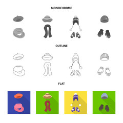 Vector design of clothes  and texture sign. Collection of clothes  and weather  stock vector illustration.