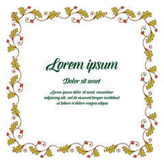 Vector illustration elegant green leaves flower frame with invitation lorem ipsum hand drawn