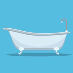 Modern bath isolated on white background. Element for design bathroom. Vector illustration in flat style