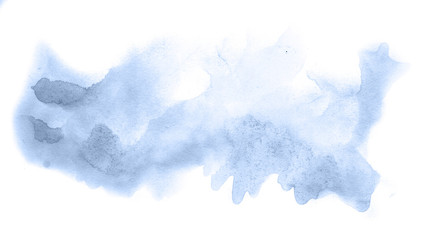 Abstract watercolor background hand-drawn on paper. Volumetric smoke elements. Navy blue color. For design, web, card, text, decoration, surfaces.