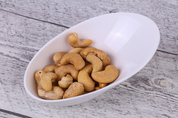 Cashew nuts heap in the bowl