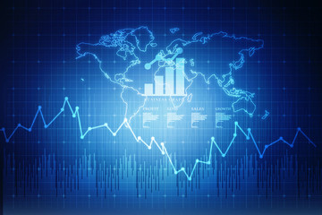2d rendering Stock market online business concept. business Graph 