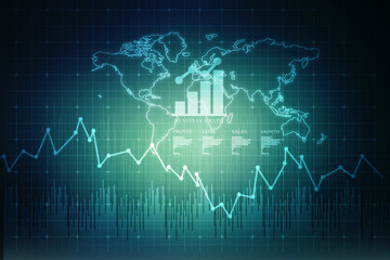 2d rendering Stock market online business concept. business Graph